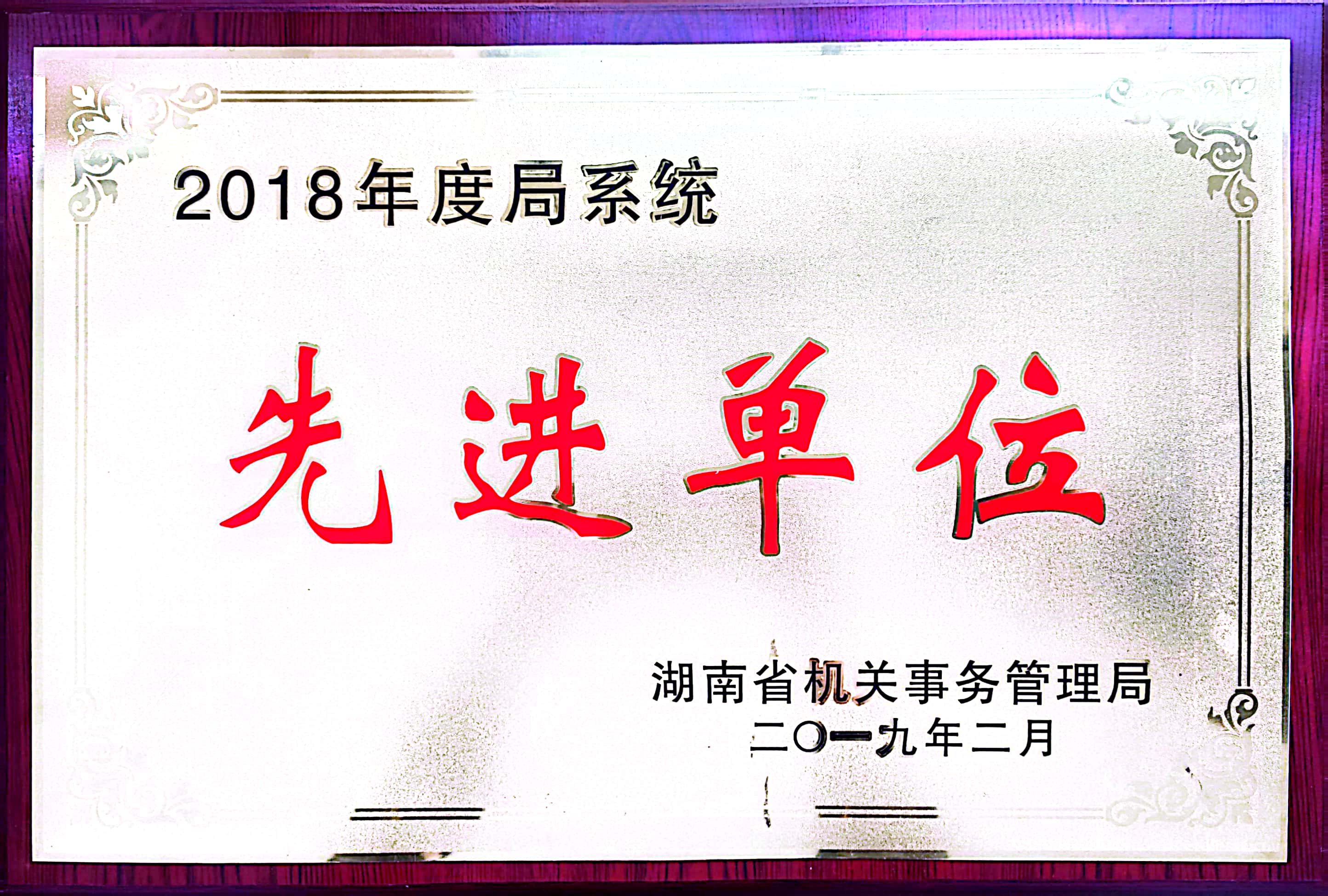 2018年度湖南省机关事务管理局系统先进单位