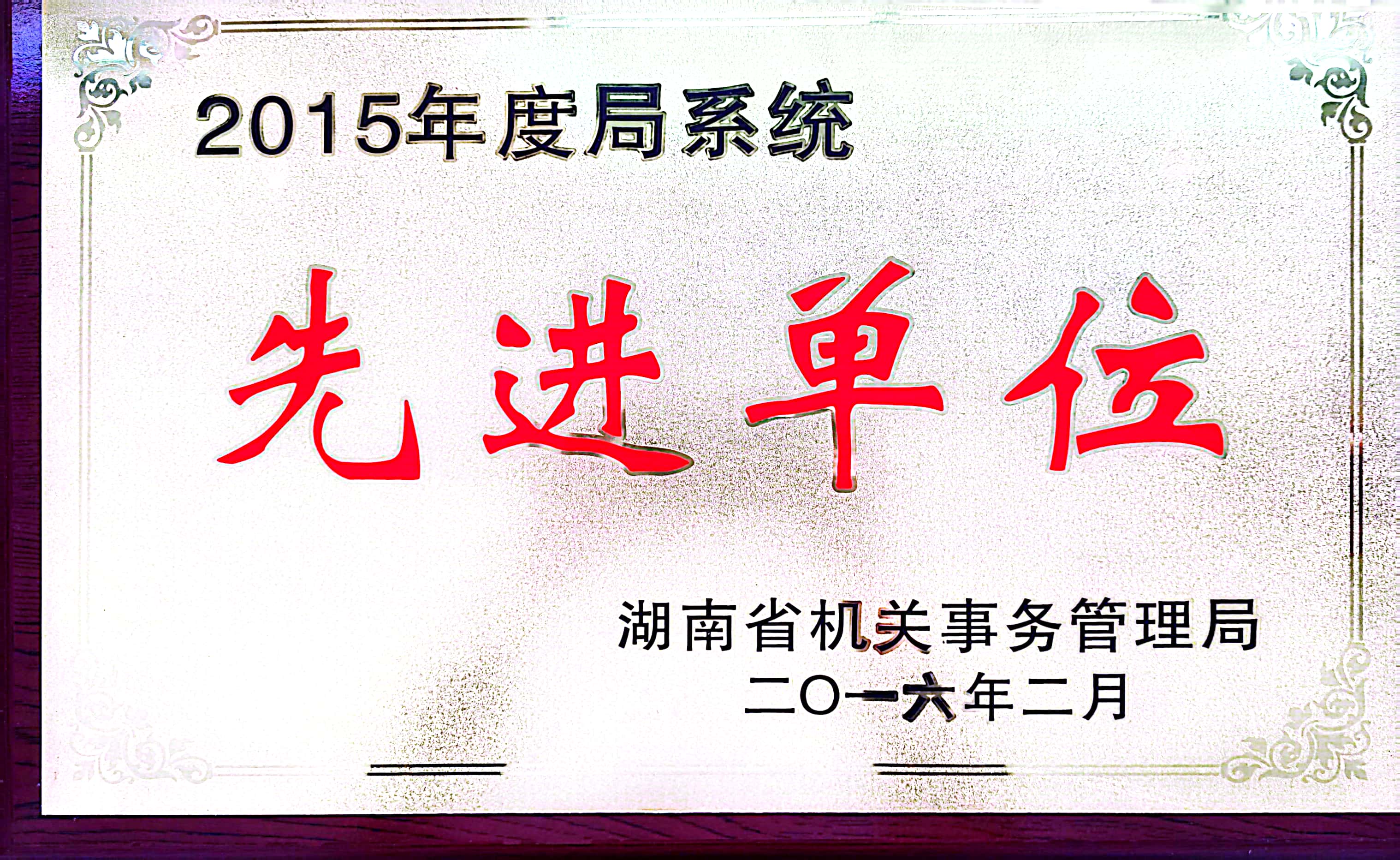 2015年度湖南省机关事务管理局系统先进单位